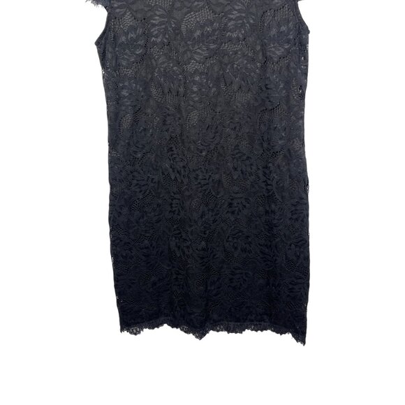 Daisy Fuentes Women’s Large Black Lace Sheath Dress Short Sleeve V Neck - Picture 8 of 10